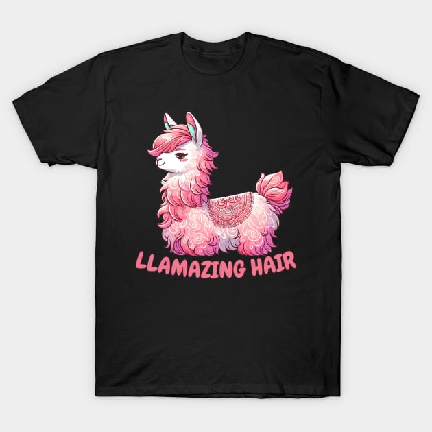 Hairstylist Drama Llama for pink hair lovers T-Shirt by Japanese Fever